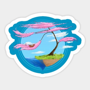 Stylized spherical cherry blossom/sakura tree art Sticker